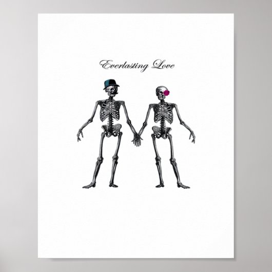 Gothic Skeleton Couple (Old Pink) Klassiek Poster (Voorkant)