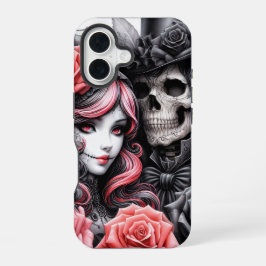 Gothic Skeleton Couple Phone Case iPhone 16 Hoesje