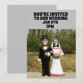 GOTHIC SKELETON COUPLE WEDDING CUSTOM INVITATIONS KAART (Voorkant / Achterkant)