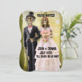 GOTHIC SKELETON COUPLE WEDDING CUSTOM INVITATIONS KAART (Staand voorkant)