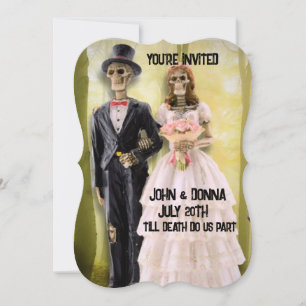 GOTHIC SKELETON COUPLE WEDDING CUSTOM INVITATIONS KAART