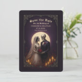 Gothic Skeleton Couple Wedding Save the Date (Debout devant)
