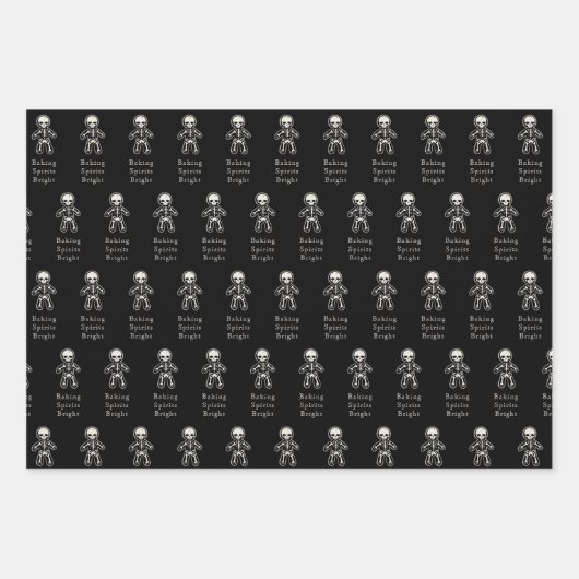 Gothic Skeleton Gingerbrood Man Holiday Inpakpapier Vel (Voorkant 2)