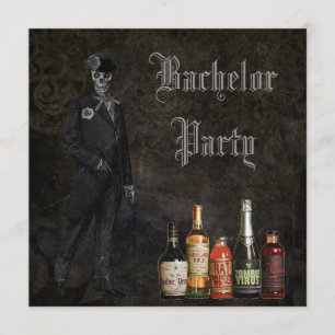 Gothic Skeleton Groom & Poison Bachelor Party Kaart