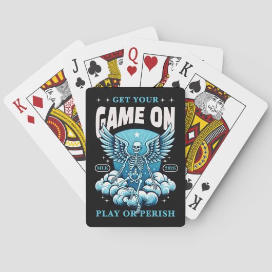 Gothic Skeleton Monogram Initials Pokerkaarten (Achterkant)