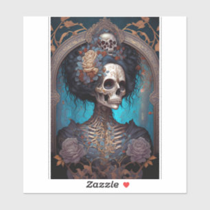 Gothic Skeleton Skull Woman Gothic Sticker