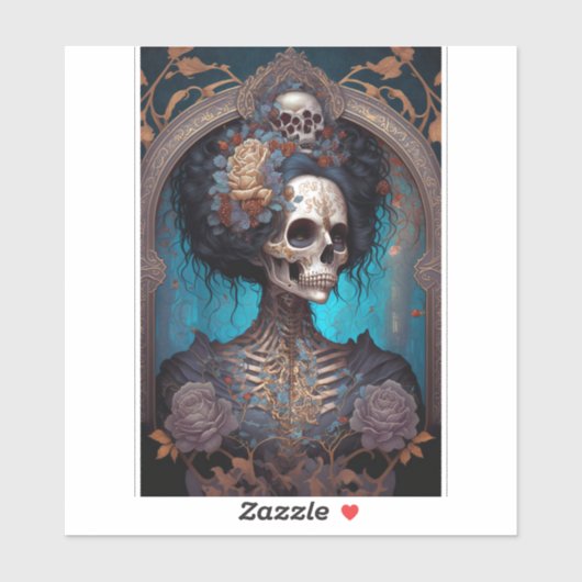 Gothic Skeleton Skull Woman Gothic Sticker (Vel)