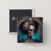 Gothic Skeleton Skull Woman Gothic Vierkante Button 5,1 Cm (Voorkant /achterkant)