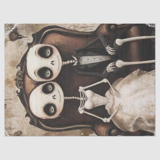 Gothic Skeleton Wedding Halloween Decoup Tissuepapier (Voorkant)