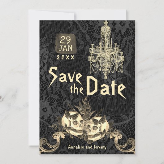 Gothic Skeleton Wedding Save the Date (Voorkant)