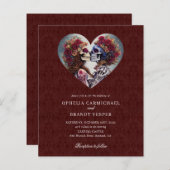 Gothic Skeletons Floral Wedding Invitation (Voorkant / Achterkant)