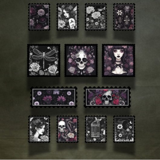 Gothic Skull and Bugs Scrapbook Ephemera stempels 