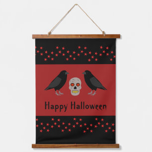 Gothic Skull and Guardian Ravens Halloween Custom Hangend Wandkleed