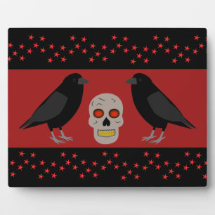 Gothic Skull and Guardian Ravens Halloween Fotoplaat