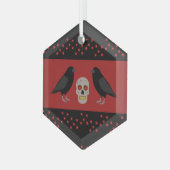 Gothic Skull and Guardian Ravens Halloween Glas Ornament (Voorkant links)