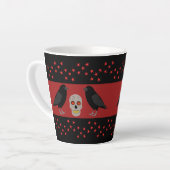 Gothic Skull and Guardian Ravens Halloween Latte Mok (Linkerhoek)
