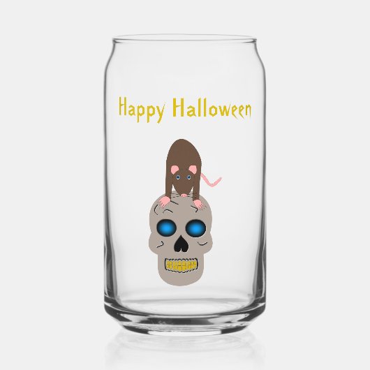 Gothic Skull and Rat Halloween Custom Blikvorm Glas (Voorkant)