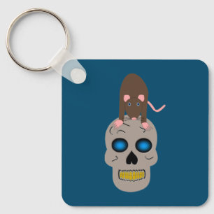 Gothic Skull and Rat Halloween Custom Favor Sleutelhanger