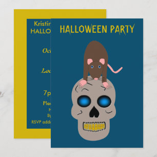 Gothic Skull and Rat Halloween Custom Kaart