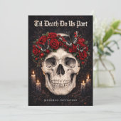 Gothic Skull and Roses Wedding Invitation (Debout devant)