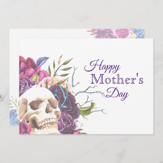 Gothic Skull and Rozen Moederdag Card (Voorkant / Achterkant)