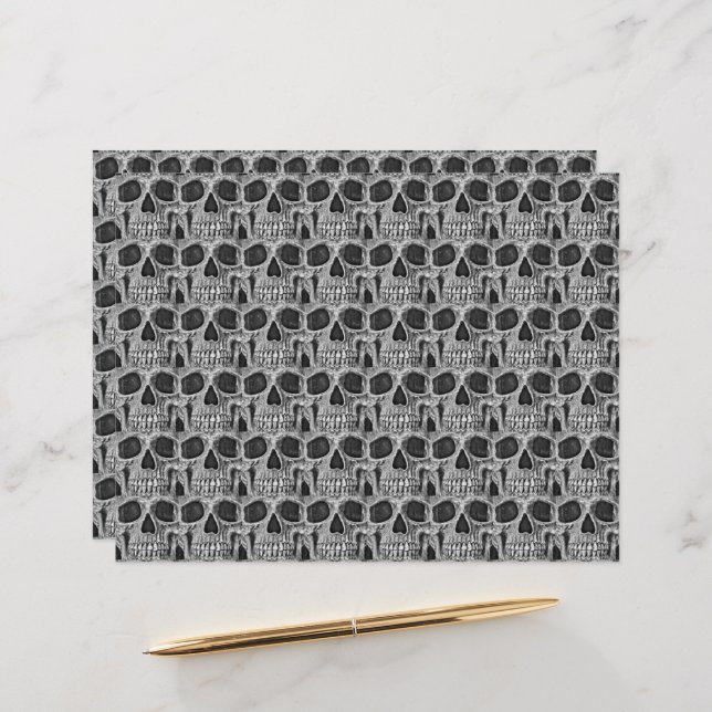 Gothic Skull Black en White Grunge Cool Pattern (Voorkant / Achterkant in situ)