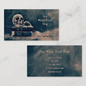 Gothic Skull  Black Grey Old Magic Books Visitekaartje (Voorkant / Achterkant)