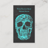 Gothic Skull Blauwgroen Grunge Texture Tattoo Shop Visitekaartje (Voorkant)