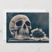 Gothic Skull Boeken Macabre Halloween Party Kaart (Achterkant)