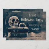Gothic Skull Boeken Macabre Halloween Party Kaart (Voorkant / Achterkant)