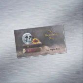Gothic Skull Books Yellow Sunflower Magic Magnetisch Visitekaartje (Voorbeeld)