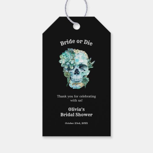 Gothic Skull Bruid of sterf Halloween Bruiloftsfee Cadeaulabel (Voorkant)