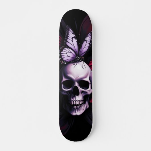 Gothic Skull Butterfly Skateboard Design (Voorkant)