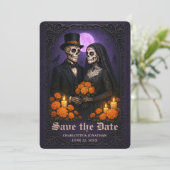 Gothic Skull Candy Couple Wedding Save the Date (Debout devant)