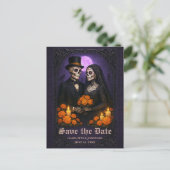 Gothic Skull Candy Couple Wedding Save the Date Aankondigingskaart (Staand voorkant)