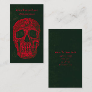Gothic Skull Cool Red Green Grunge Textuur Visitekaartje