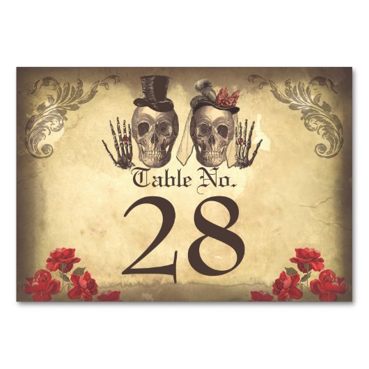 Gothic Skull couple de belles cartes de table mort (Devant)