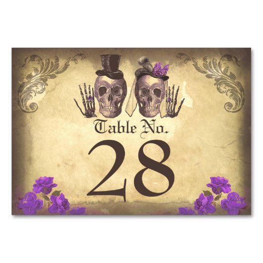 Gothic Skull couple de belles cartes de table mort (Devant)