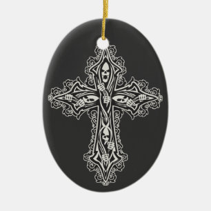 Gothic Skull Cross Keramisch Ornament