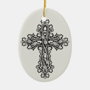 Gothic Skull Cross Keramisch Ornament