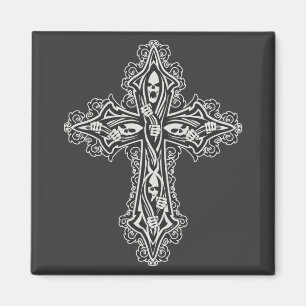 Gothic Skull Cross Magneet