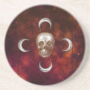 Gothic Skull en Moon Celestial Zandsteen Onderzetter