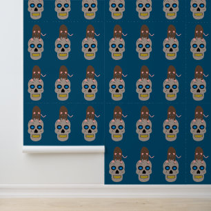 Gothic Skull en Rat Halloween patterned Behang