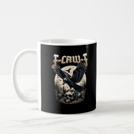 Gothic Skull F-Caw-F Crow Adult Humor Graphic Koffiemok (Links)