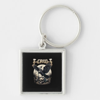 Gothic Skull F Caw F Crow Humor Graphic Sleutelhanger
