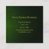 Gothic Skull Face Green Neon Metallic Tattoo Shop Vierkante Visitekaartje (Achterkant)