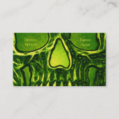 Gothic Skull Face Green Neon Metallic Tattoo Shop Visitekaartje (Voorkant)