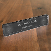 Gothic Skull Face Grey Metallic Cool Tattoo Shop Naambordje (Zijkant)