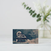 Gothic Skull  Grey Black Old Magic Books Visitekaartje (Staand voorkant)