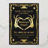 Gothic Skull Hallowedding Retro Save the date Folie Uitnodiging (Voorkant)